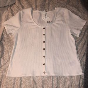 white button up casual tee